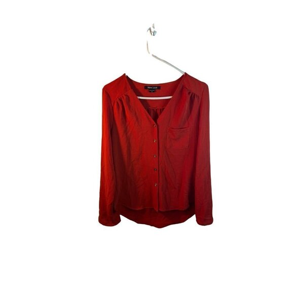 New Look red blouse with gold buttons size small - Picture 1 of 3
